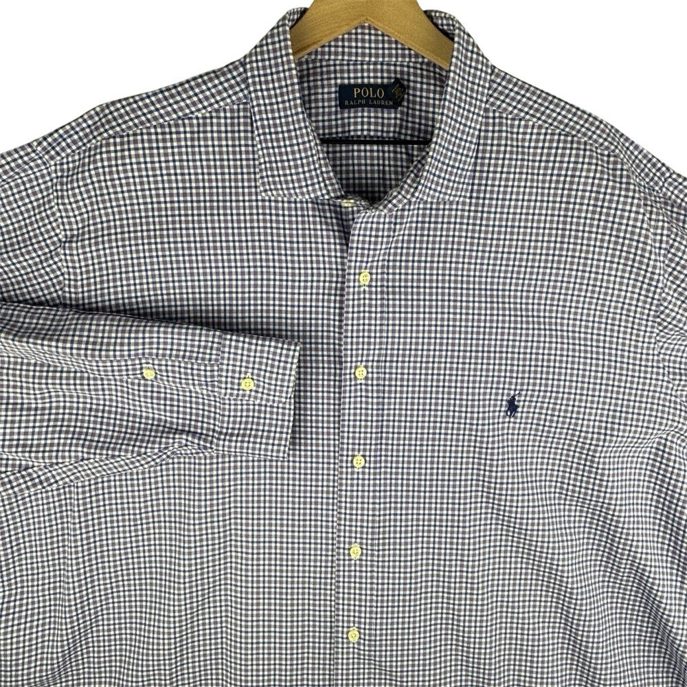 Polo Ralph Lauren Shirt Men 3XB Big Purple Blue Gingham‎ Check Button Up